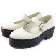 Unused HERMES Hoxton H Cadenas leather oxford Mary Jane shoes, ivory and black, size 35.5, with box 