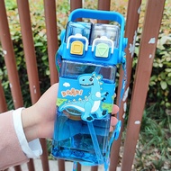 Cốc Nước Hình Chữ Nhật Cho Trẻ Em Đi Học Có Ống Hút Dễ Thương Cốc Nhựa PP+PC Có Dây Đeo Chéo Dung Tí