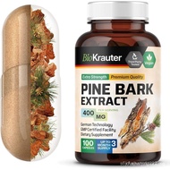 BIO KRAUTER Pine Bark Extract Capsules 400 mg - 100 Count - Antioxidant Supplement - 95% Proanthocya