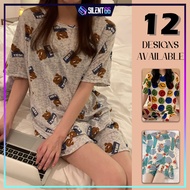 READY STOCK Piyama Wanita Lengan Pendek Comel Baju Tidur Wanita Set Pakaian Malam Wanita Pakaian Tid