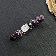夢幻紫水晶 紫幽靈 黑碧璽 黑曜石 白水晶九尾狐 黃銅手鍊 客製