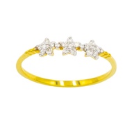 Happy Jewelry แหวนดอกไม้เพชร 3 ดอก ทองแท้ 9k 37.5% เพชรเกสร ME044