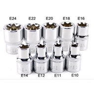 9pcs 1/2 Inch Torx Star Socket Set E Type E10 E11 E12 E14 E16 E18 E20 E22 E24 Hand Repair Tools