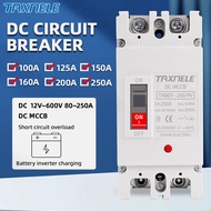 TAXNELE 2P DC MCCB 600V DC Solar Molded Case Circuit Breaker 125A 150A 160A 200A 250A Overload Prote