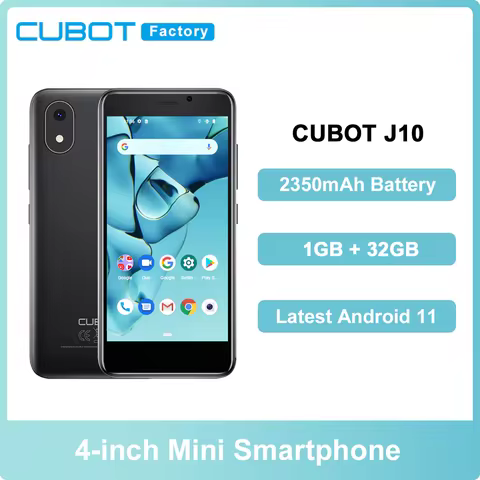 Cubot J10 3G Smartphone 4-Inch Mini Screen 2350mAh 5MP Rear Camera 1GB 32GB Android 11 Dual SIM Card