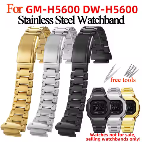 GM-H5600 Stainless Steel Watchband For Casio GSHOCK Heart Rate Square DW-H5600 GM-H5600 Men's watch 
