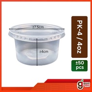 Benxon - PK-4 - Round Plastic Container ±50pcs / Bekas 4oz / Bekas Dadih / Bekas Bulat / Bekas Jelly