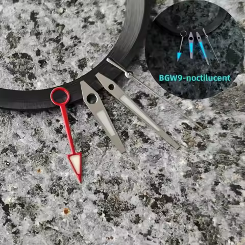 9mm*13mm*13mm GMT Case Watch Hands For NH34/35/36/4R/6R/7S Grand Seiko Movement Blue Lume Silver Poi