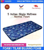 Single Mattress 5 Inches Normal Foam / Tilam Bujang Foam Biasa 5 Inci