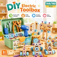 DIY Electric Toolbox Toy Set for Kids Boys Pretend Play Assembly Drill Toy