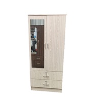 READY STOCK Almari baju 2pintu cermin/2DOOR WARDROBE WITH MIRROR/2门衣柜镜子