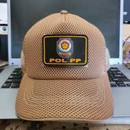 topi satpol pp cream - topi double mess pol pp - topi jaring cream pol pp
