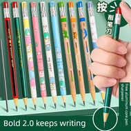 2B mechanical pencil with a 2 0mm thick lead push type mechanism HB wooden pencil for elementary sch