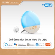 WiFi Wake Up Smart Light Alarm Clock with 7 Colors Sunrise Sunset Simulation Tuya APP Control Works 