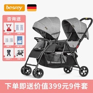 Germany BesiruibesreyBaby Stroller Twin Two-Child Twin Children Stroller Can Sit and Lie Baby Lightweight Baby Hand Baby Children Detachable Stroller
