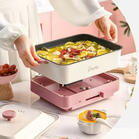 Electric hot pot Household electric cooking pot Multifunctional split cooking pot Cooking frying pan