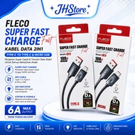 Super Fast Data Cable FLECO F-62 100W 6A LED USB To MICRO Type-C/