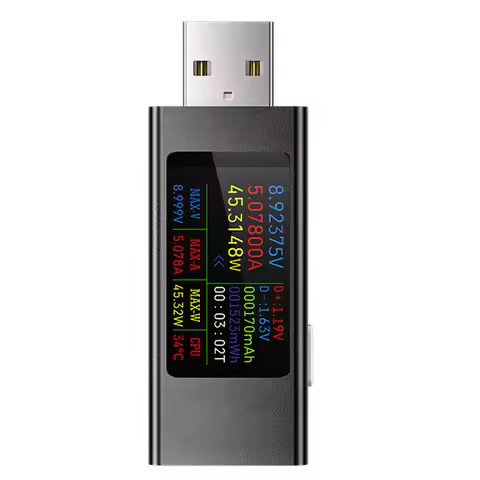 1pc KWS-MX23 USB Ammeter Tester 1.06" IPS Display 4-30V/0-12A Mobile Phone Charging Monitor Voltage 