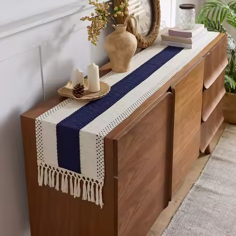 1pc Bohemian Rustic - style Table Runners for Dining Tables & Vanity Tables. Suitable for Bedroom, L