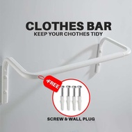 READY STOCK Clothes Bar Palang Penyidai 60~90CM Besi Gantung Baju Sangkut Baju Ikea Mulig Free Screw