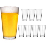 CUCUMI 8pcs 16oz Beer Pint Glasses, Drinking Glasses Set of 8 Highball Glasses Water Cups for Cold B