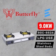 Butterfly Stainless Steel LPG Double Gas Stove 9KW BGC-8826