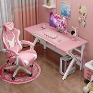 ◕Gaming table and chair set powder white desktop computer table home desk table and chair combination live table bedroom