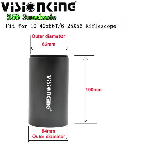 Visionking Aluminum 56 mm Rifle Scope Sight Lens Sunshade Hood Glare Shield For 10-40x56 and 6-25x56