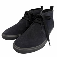 成色極佳 ▼ PRADA 4T2582 麂皮 Logo 雕刻沙漠靴高筒運動鞋 黑色 7.5 號 附鞋盒和防塵袋 男款