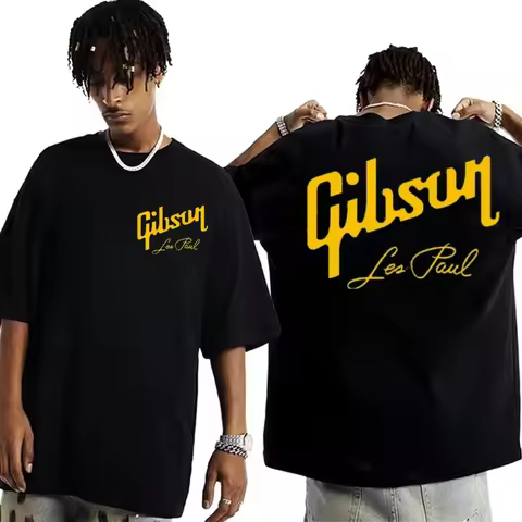 Gibson 1894 Rock Style Gibson Paul Gibson Electric Guitar Men's Pure Cotton T-shirt Gibson 1894 Rock