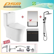 SORENTO Bathroom One Piece Design Toilet Bowl WC Bathroom Aluminium Basin Cabinet Shower Set SRTWC83