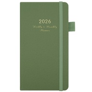 2026 Weekly Monthly Planner - Mini Pocket Sized English Academic Calendar Memo Section Bookmark Cale