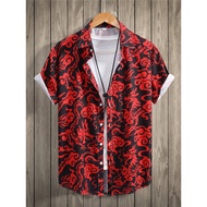 Men's Dragon Print Short Sleeve Casual Shirt dragon of the year