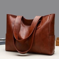 Retro Handbag 36x28x10cm-Large Capacity Ladies Shoulder Bag, Solid Color Casual Shopping Bag 9GTY