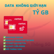 FREESHIP - CHƯA KÍCH HOẠT.Sim 5G viettel DATA TỶ GB gọi nội mạng không giới hạn 30 phút liên mạng 0d