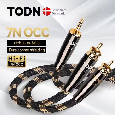 TODN HiFi 3.5mm to 2RCA Audio Cable AUX 3.5 Y Splitter Jack Stereo 7N OCC Conductor for Speaker PC P