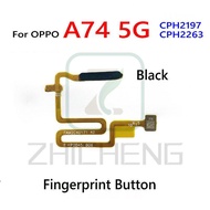 ปุ่มเปิดปิดเครื่องโค้งยืดหยุ่นเซ็นเซอร์ลายนิ้วมือลายนิ้วมือสำหรับ Oppo A74 5G CPH2197 CPH2263
