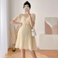 ​2025 Summer Maternity Dress Sexy V-Neck Floral Print Cooling Fabric Tropical Korean Style​ Loose Pl