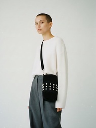 黑色丹寧布鉚釘小型斜背包 SMALL STUDDED DENIM BAG 側背包