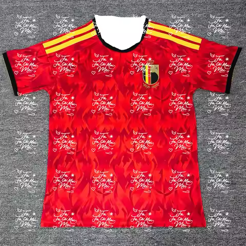 The 25-26 Season Belgium Home Jersey Is A 3D-printed Short-sleeved Football Uniform in Thai Style fo