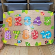 Preloved Hape Number Peg Puzzle - Wooden Knob Puzzle Number Brand Hape