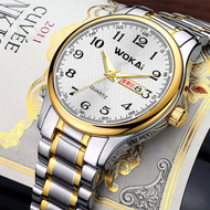 Swiss automatic movement Men's Watch fashion trendy calendar luminous waterproof Korean style steel belt non-mechanical quartz watch