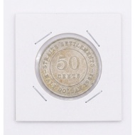 1921 Straits Settlements 50 Cents Silver Coin - King George V | Authentic Old Malaya Currency
