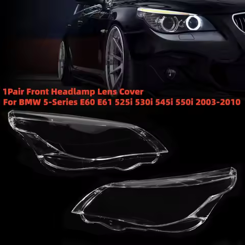 1Pair Front Headlamp Lens Cover For BMW 5-Series M5 E60 E61 525i 530i 545i 550i 2003-2010 Headlight 