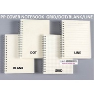 PP Cover Notebook A6/A5/B5 Size Grid / Dot / Blank / Line 1pcs