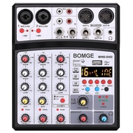 Bluetooth USB Small Mixer Mixer Sound Card 4 Channel Audio Mixer with 48V Phantom Power 16 Kinds of DSP Effects,EU Plug