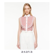 [asava aw23] Asava Bib-front Sleeveless Shirt เสื้อผู้หญิง แขนกุด แต่งดีเทลด้านหน้า แต่งกระดุมหน้า แ