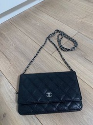 Chanel WOC  wallet on chain 黑色 銀扣 荔枝皮