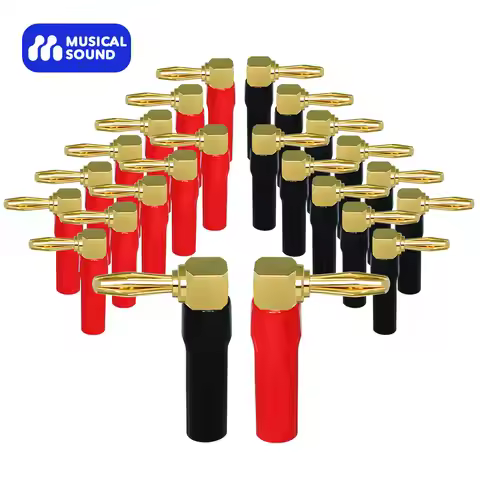 Musical Sound 2/24/50 PCS Banana Plugs 24K Gold Plated Right Angle 4mm Jack Plug Video Speaker Adapt