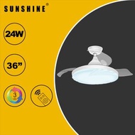 (CFCM-24W) LED 24W 36吋可搖控可逆轉伸縮扇葉風扇燈 3000K/4000K/6500K #LED風扇燈 #LED吊燈 #LED天花燈 #家居燈飾